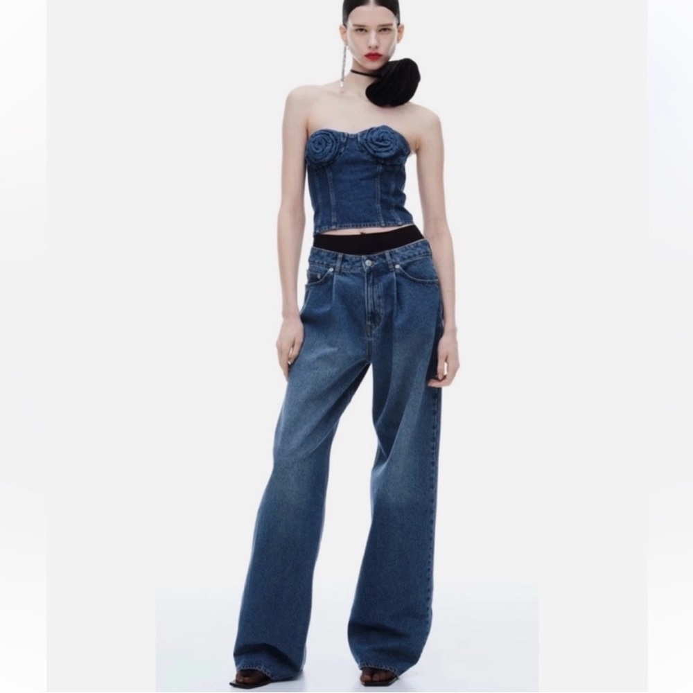 Magda Butrym Blue Denim Wide-Leg Jeans